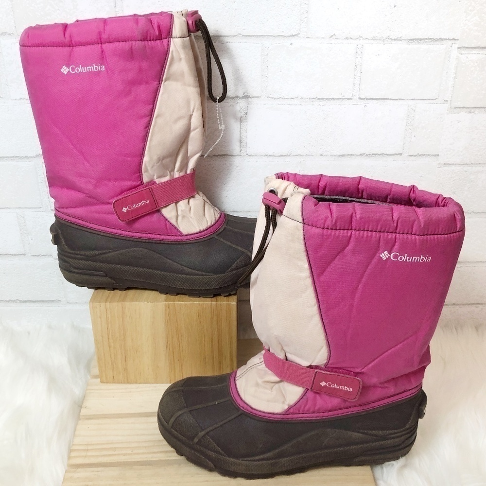 Columbia Girls Powderbug‎ Dual Pink & Brown Snow Ski Snowboard Boot Size 6